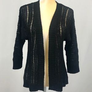 Cable & Gauge Black Open Knit Cardigan Sweater